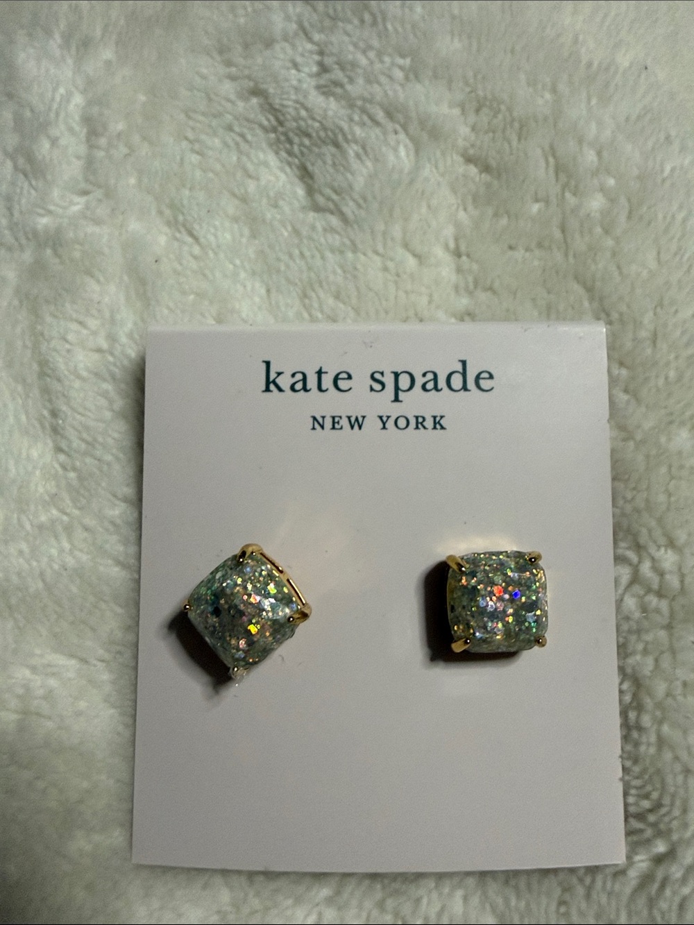 kate spade iridescent multicolor glitter stud earrings - gold